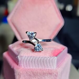 NWT Sterling Silver Double Heart White Topaz 💍 Ring